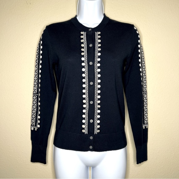 J CREW Navy Blue Jackie Embroidered Eyelet Cardigan Sweater - J1260 - Picture 5 of 13